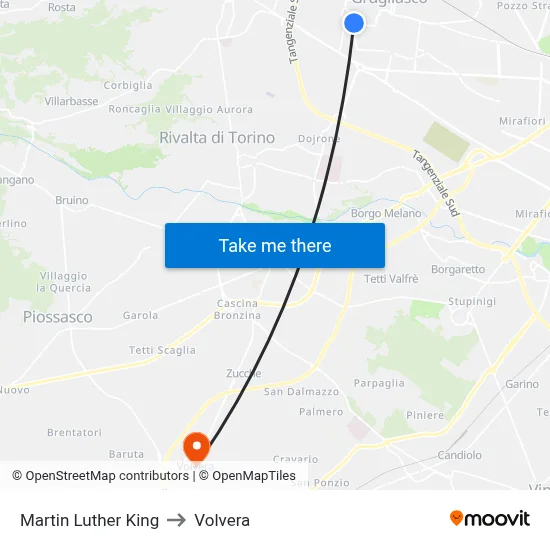 Martin Luther King to Volvera map