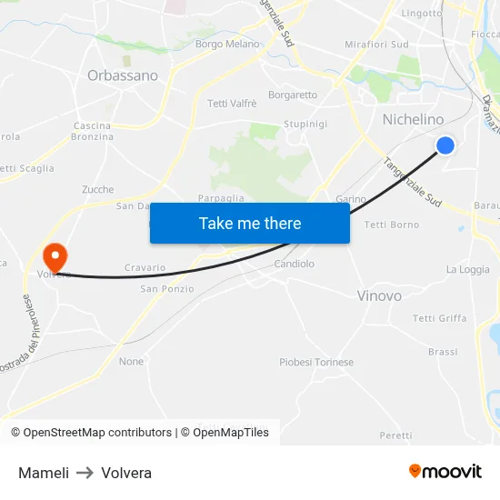 Mameli to Volvera map