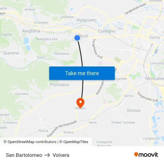 San Bartolomeo to Volvera map