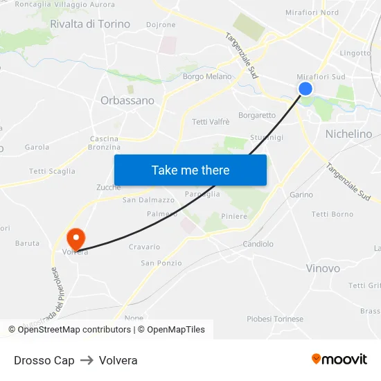 Drosso Terminal to Volvera map