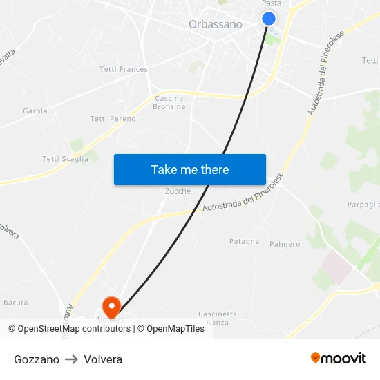 Gozzano to Volvera map