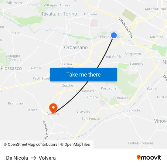 De Nicola to Volvera map