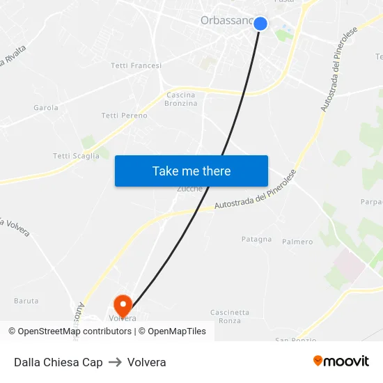 Dalla Chiesa Cap to Volvera map