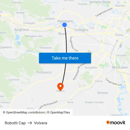 Robotti Cap to Volvera map