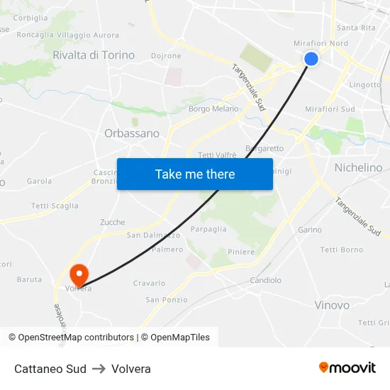 Cattaneo South to Volvera map