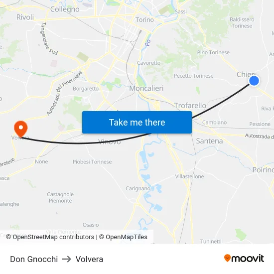 Don Gnocchi to Volvera map