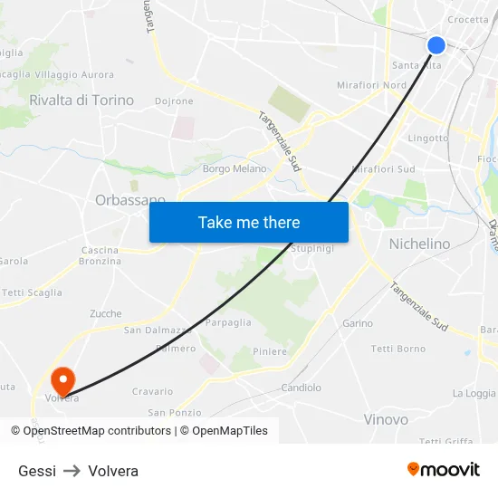 Gessi to Volvera map