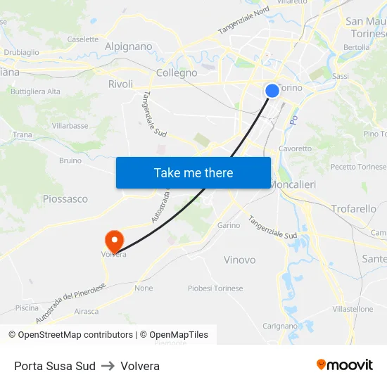 Porta Susa Sud to Volvera map