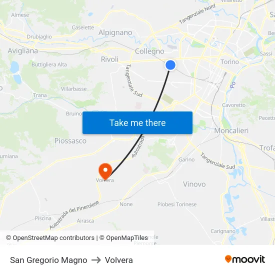 San Gregorio Magno to Volvera map