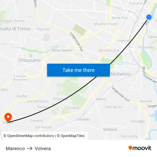 Marenco to Volvera map