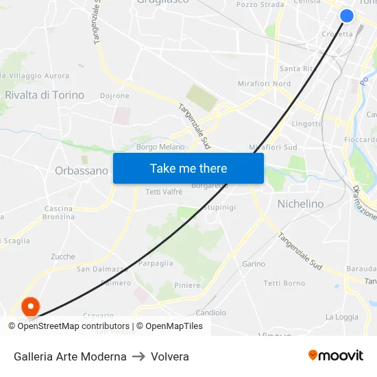 Modern Art Gallery to Volvera map