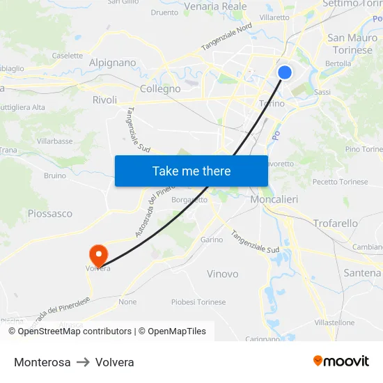 Monterosa to Volvera map
