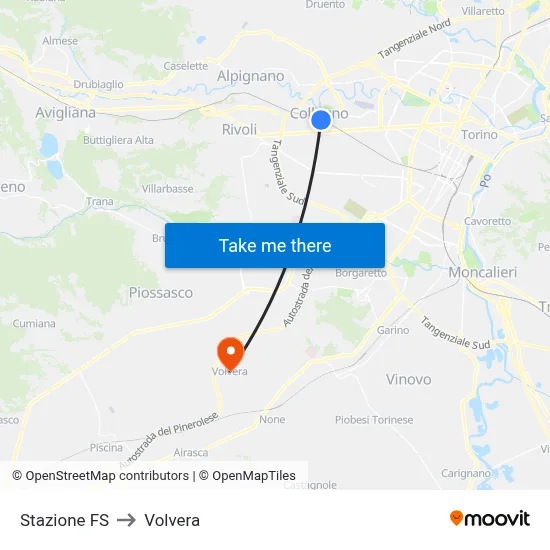 Railway Station to Volvera map