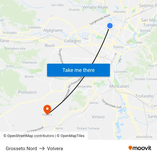 Grosseto Nord to Volvera map