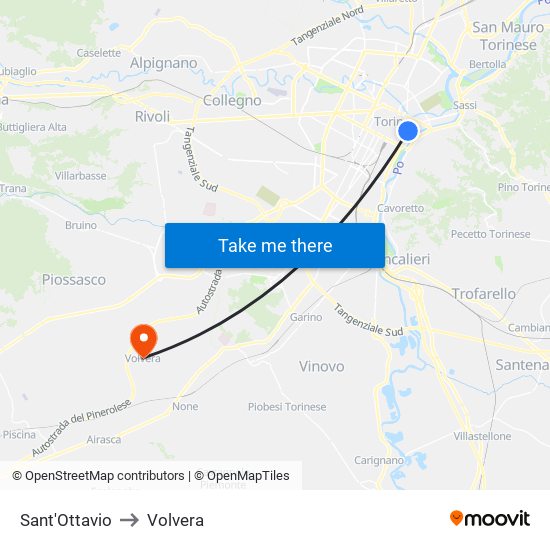 Sant'Ottavio to Volvera map