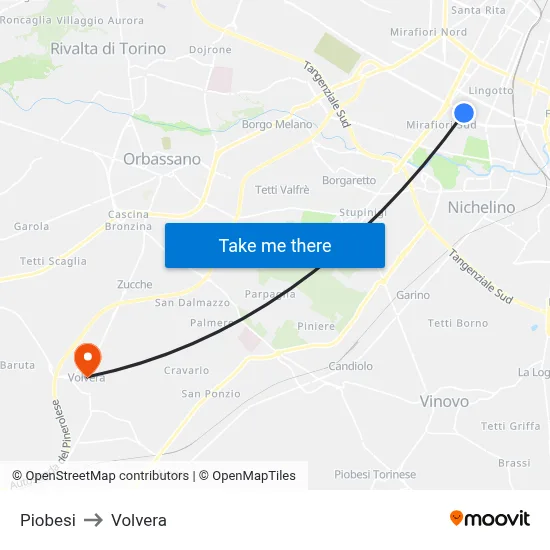 Piobesi to Volvera map