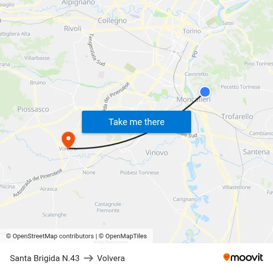 Santa Brigida No.43 to Volvera map