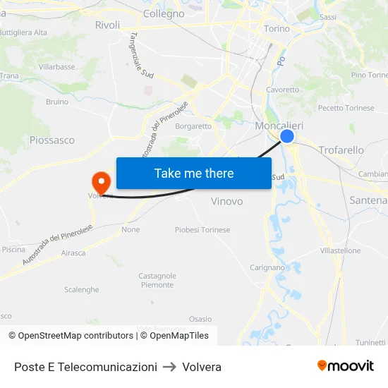 Post and Telecommunications to Volvera map