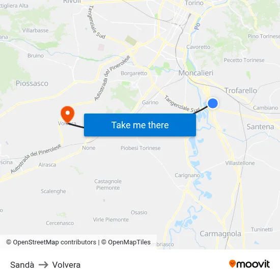 Sandà to Volvera map