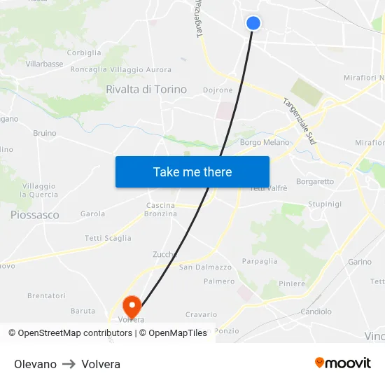 Olevano to Volvera map