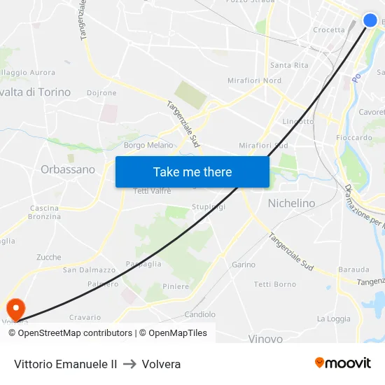 Vittorio Emanuele II to Volvera map