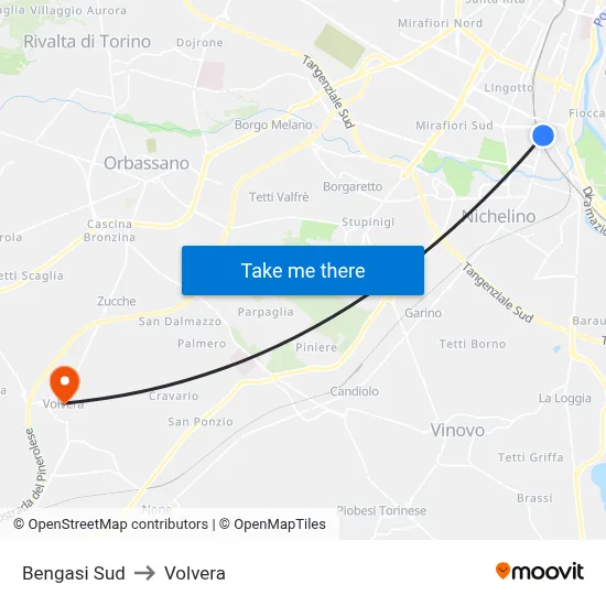 Bengasi South to Volvera map