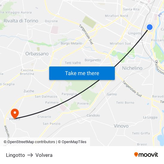 Lingotto to Volvera map