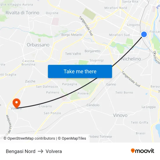Bengasi North to Volvera map