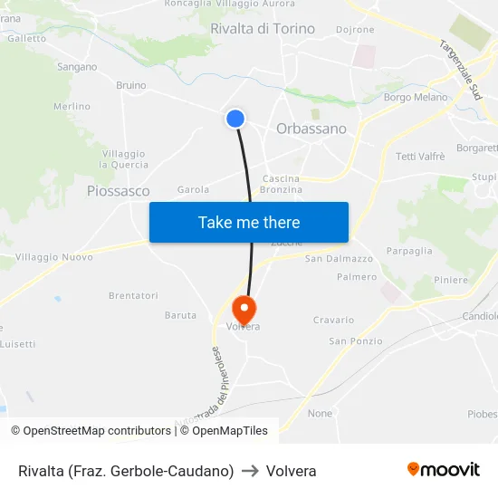 Rivalta (Fraz. Gerbole-Caudano) to Volvera map