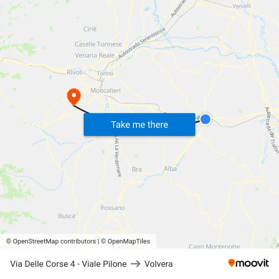 Via Delle Corse 4 - Viale Pilone to Volvera map