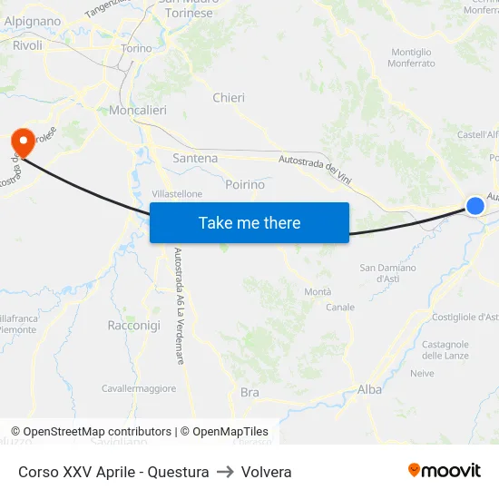 Corso XXV Aprile - Questura to Volvera map