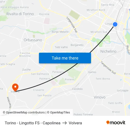 Torino - Lingotto FS - Capolinea to Volvera map