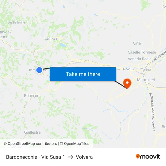 Bardonecchia - Via Susa 1 to Volvera map