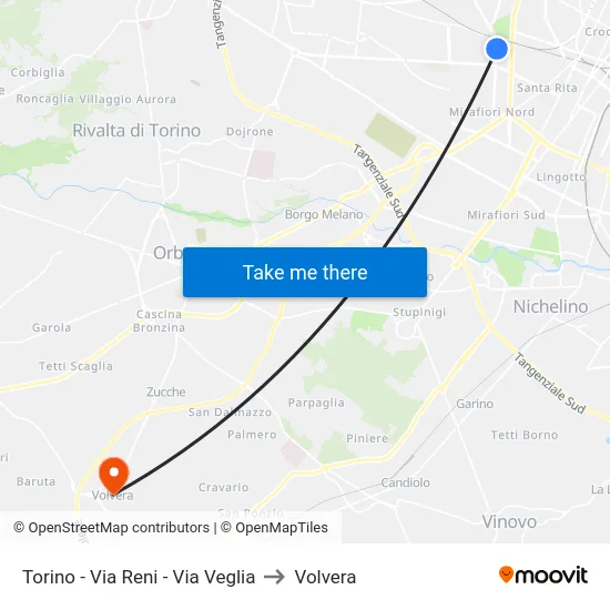 Torino - Via Reni - Via Veglia to Volvera map
