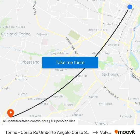 Torino - Corso Re Umberto Angolo Corso Stati Uniti to Volvera map