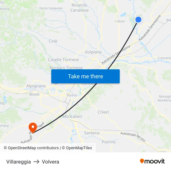 Villareggia to Volvera map