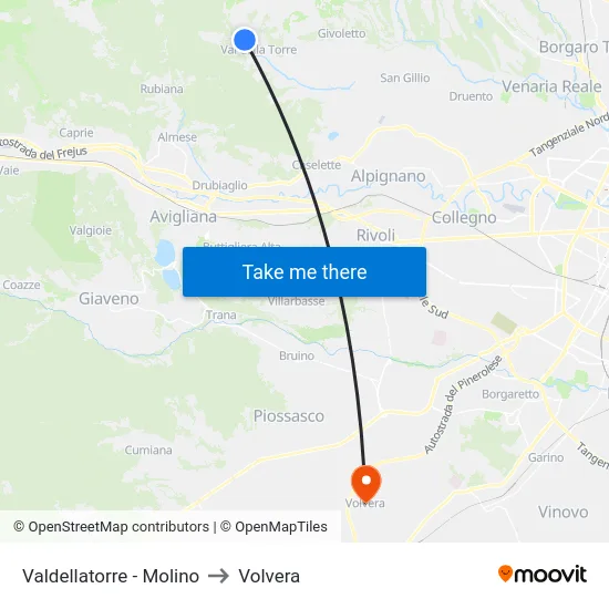 Valdellatorre - Molino to Volvera map