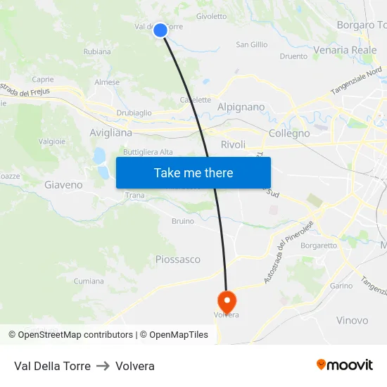 Val Della Torre to Volvera map