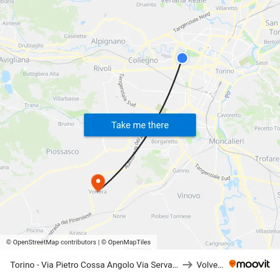 Torino - Via Pietro Cossa Angolo Via Servais to Volvera map