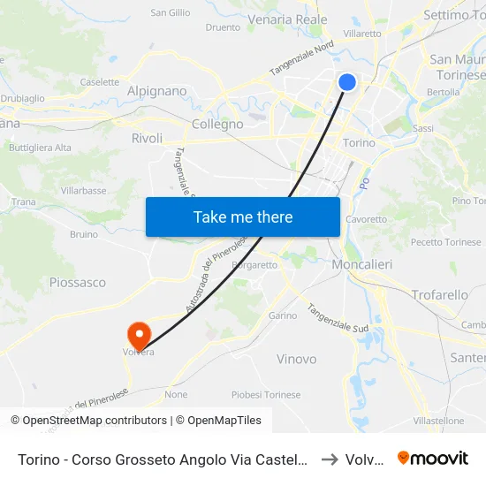 Torino - Corso Grosseto Angolo Via Casteldelfino to Volvera map