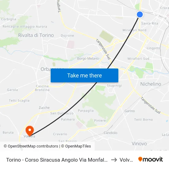 Turin - Corso Siracusa Corner Via Monfalcone to Volvera map