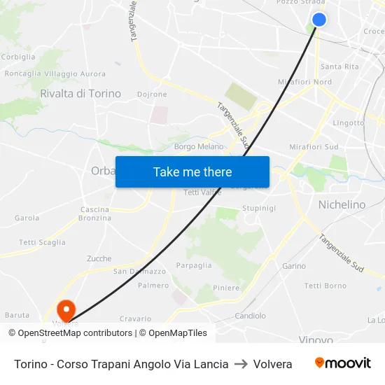 Torino - Corso Trapani Angolo Via Lancia to Volvera map