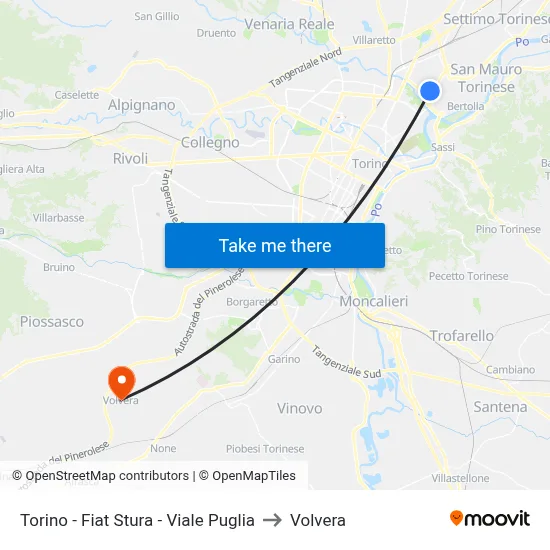 Turin - Fiat Stura - Puglia Avenue to Volvera map
