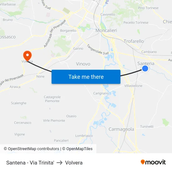 Santena - Via Trinita' to Volvera map