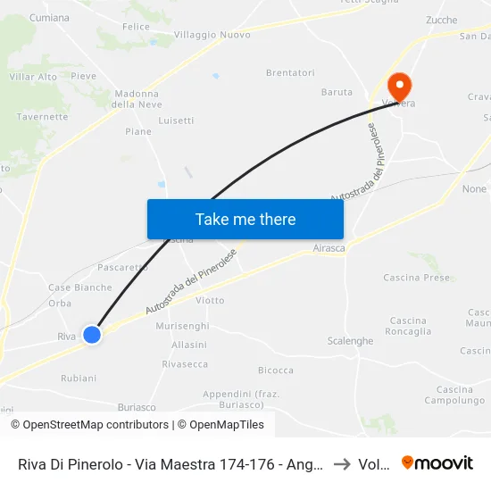 Riva Di Pinerolo - Via Maestra 174-176 - Angolo Via Sant'Isidoro to Volvera map