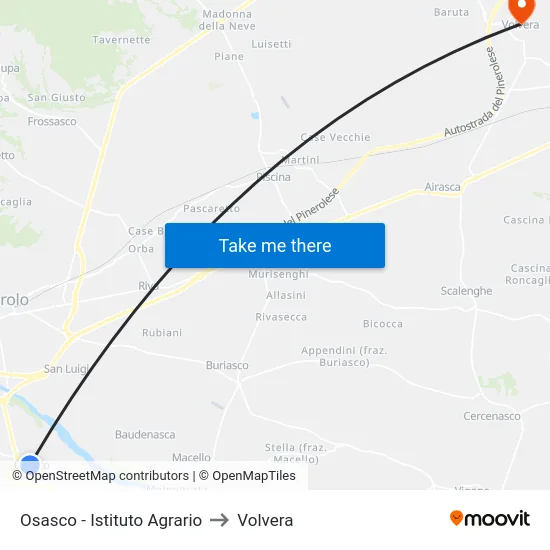 Osasco - Istituto Agrario to Volvera map