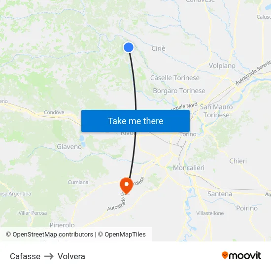 Cafasse to Volvera map