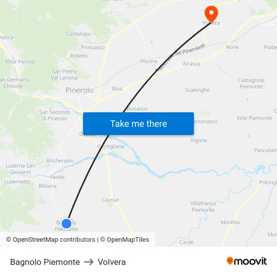 Bagnolo Piemonte to Volvera map