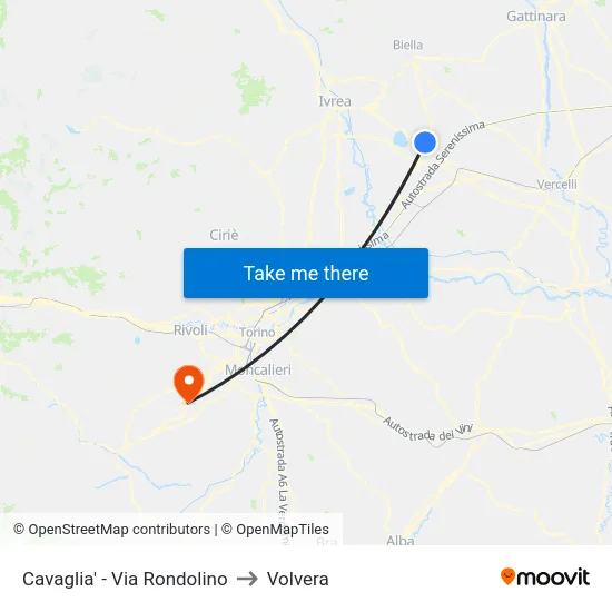 Cavaglia' - Via Rondolino to Volvera map