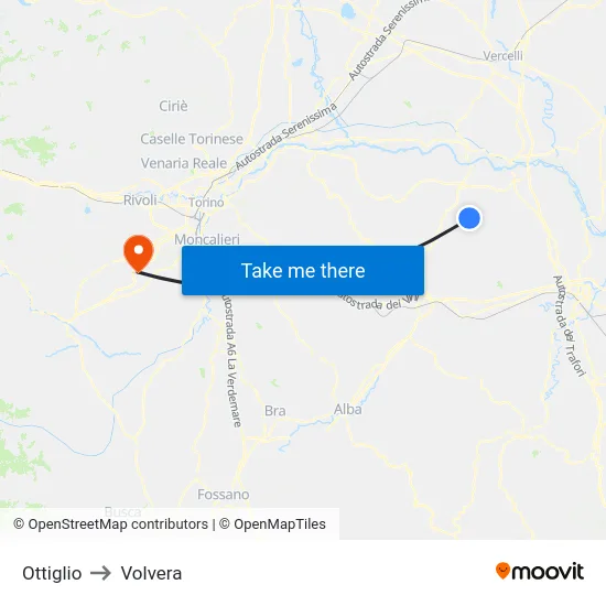 Ottiglio to Volvera map